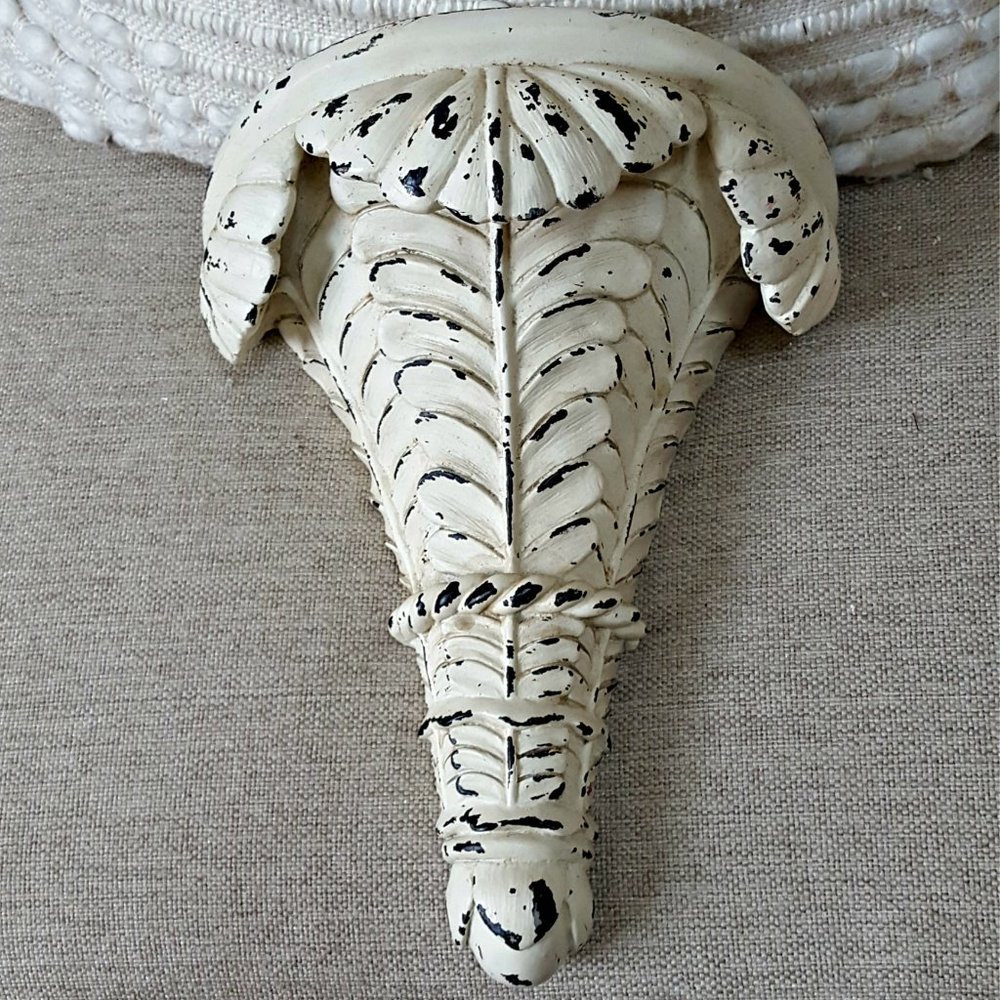 SHABBY DISTRESSED CHIC MASSIVE ORNATE WALL SHELF